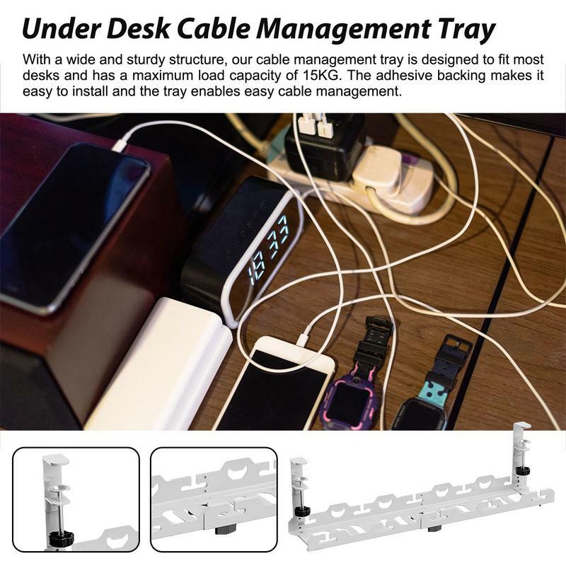 Bez wiercenia pod biurkiem do zarządzania koryto kablowe metalowymi pod Organizer na biurko uchwyt na przewód listwy zasilającej