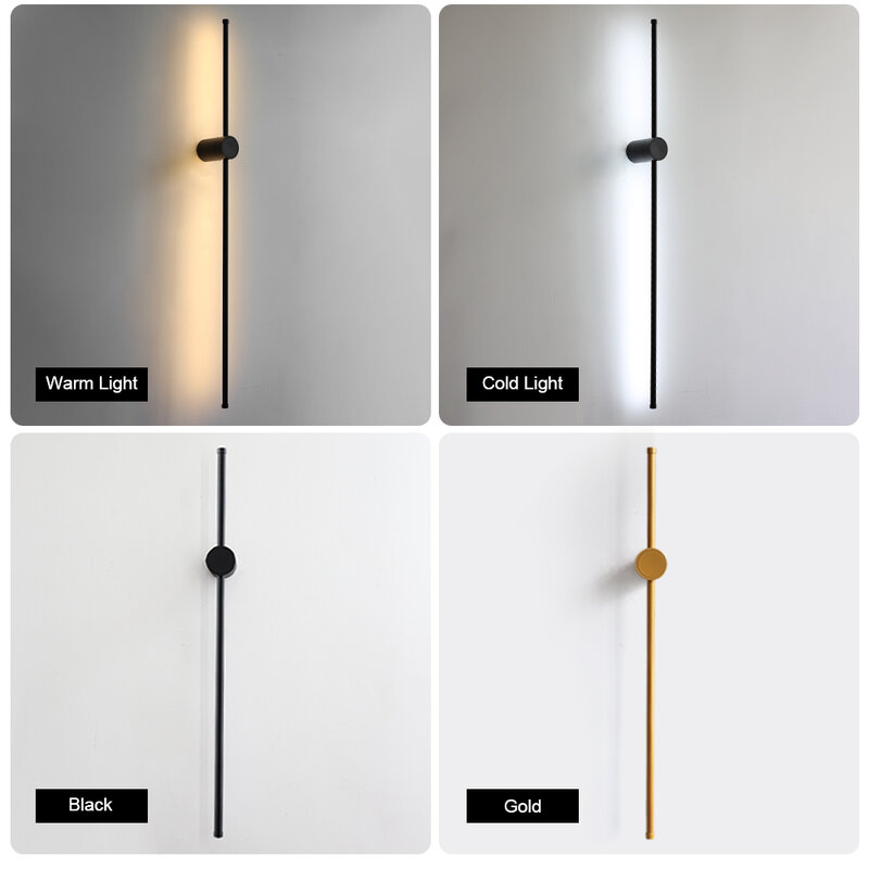 Nordic Led Wandlamp 350 ° Rotatie Lange Strip Moderne Wandlamp Met Touch Schakelaar Wandkandelaar Lamp Armatuur Verstelbare