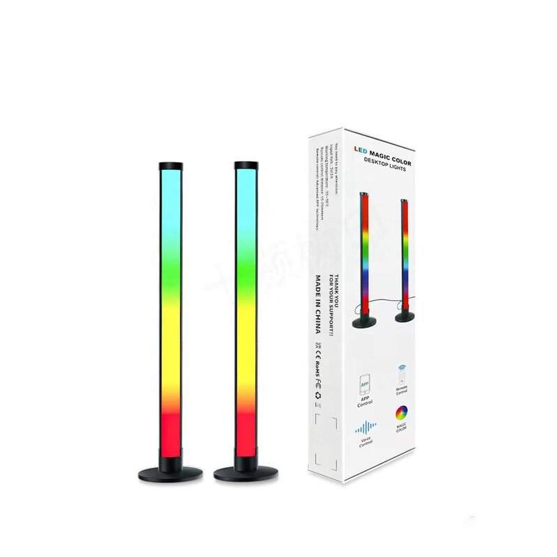 Lampu meja Led musik Rythnm, lampu meja Led kendali jarak jauh, lampu komputer Pickup musik, lampu Desktop warna RGB