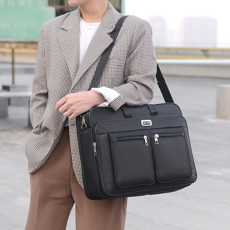 Портфель мужской большой вместимости, черная сумка на плечо для ноутбука, сумка-мессенджер для документов, 2023