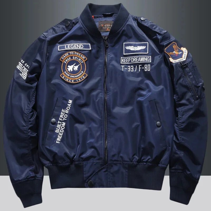 Мужская зимняя куртка-бомбер в стиле хип-хоп, теплая куртка в стиле милитари с вышивкой, мотоциклетная авиационная хлопковая парка-бомбер Ma-1, 2023