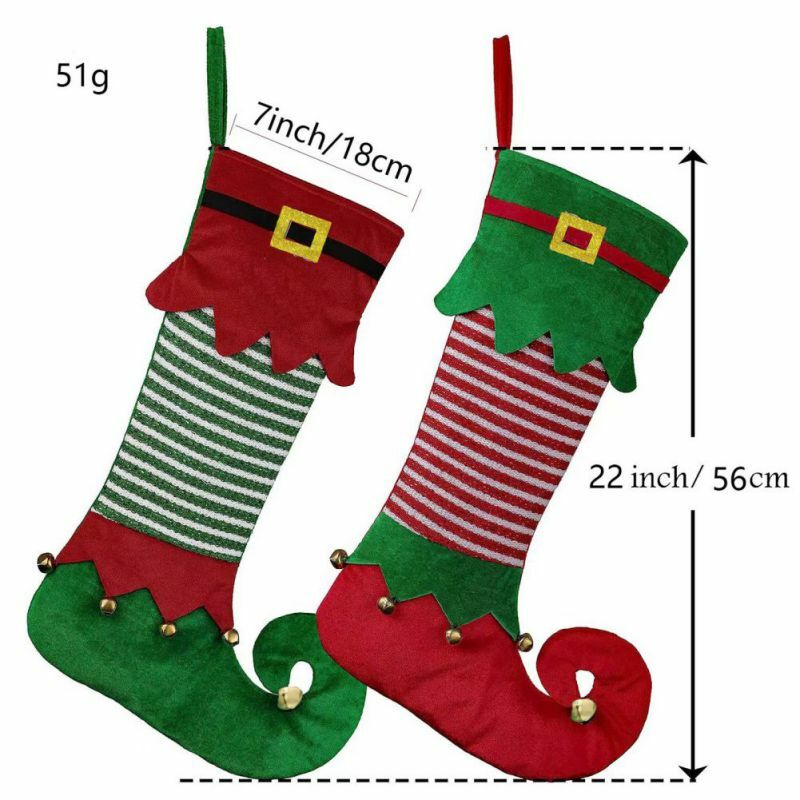 Elf Christmas Stockings Foresous Candy Gift Bag, Cheminée, Face, Décoration pour la maison, Arbre de Noël, Ornement, Nouvel An