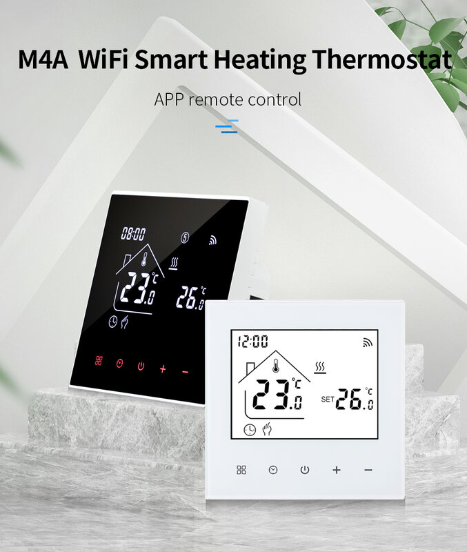 Умный термостат M4AHGB с Wi-Fi, ЖК-дисплей, голосовое управление, Alexa Tuya Alice/Электрический/Водяной контроллер температуры пола