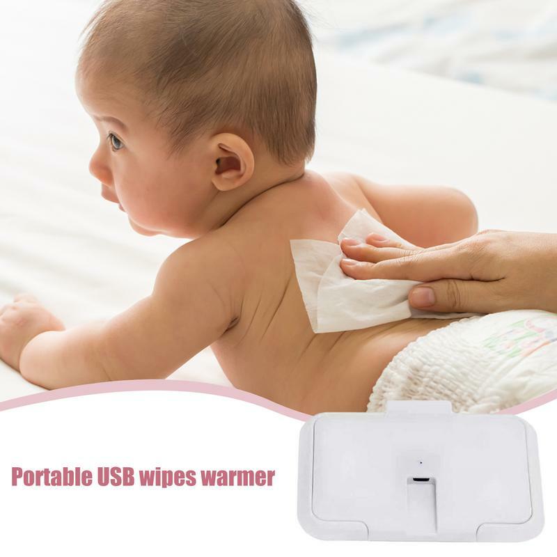 Calentador de toallitas húmedas, práctico dispensador de toallitas húmedas, calentador de toallitas húmedas multifuncional, carga USB, gran capacidad, calentador de toallitas para bebés