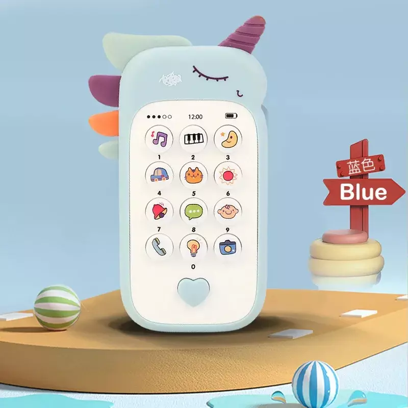 아기 만화 시뮬레이션 음악 라이트 전화 장난감, 어린이 조기 교육 이야기 기계, 이중 언어 학습 소리, 귀여운 동물 장난감