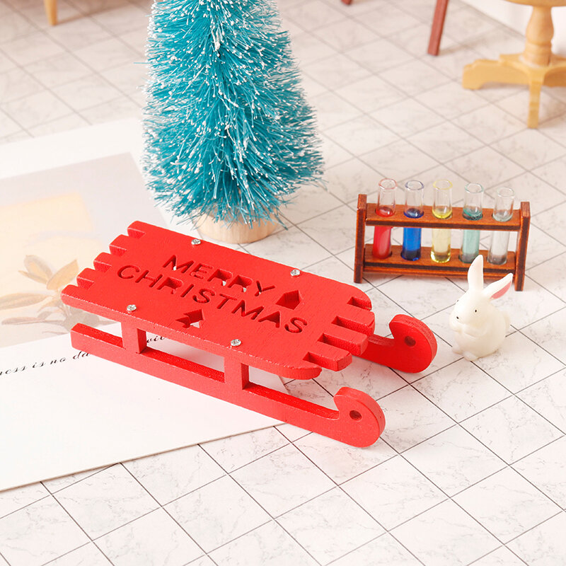 Dollhouse Miniature Sledge Toy, Enfeite De Natal, Decoração De Cena, Acessórios Da Casa De Boneca, 1Pc, 1:12