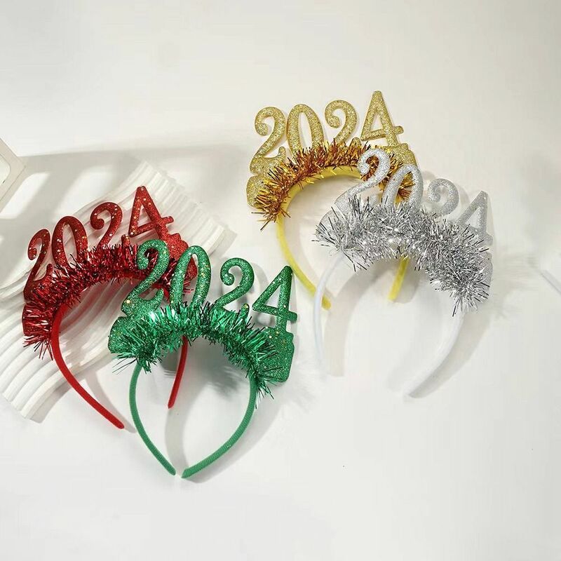 غطاء رأس ترتر بلاستيكي لحفلات الكريسماس ، رأس رأس السنة الجديدة السعيدة ، أغطية الرأس المصورة ، حفلة تنكرية ، حرف ، 2024