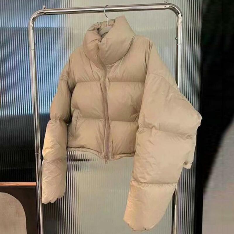 Chaqueta corta de algodón para mujer, abrigo informal grueso y adelgazante, color negro, 2023
