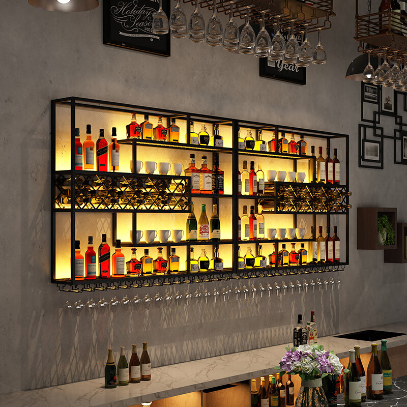 Kabinet Bar tampilan klub penyimpanan wiski kabinet anggur komersial industri furnitur minuman keras Botellero Vino