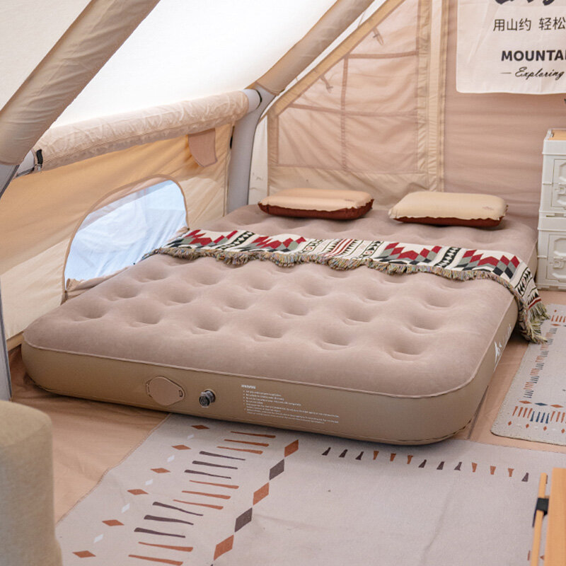 Interior colchão de ar Glamping Mats, PVC inflável dormir colchão, luxo 2 pessoa Camping Bed Mat, bomba embutida, esteira grossa