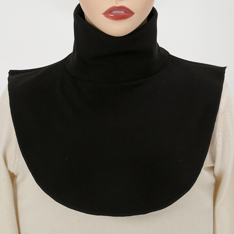 Muslim Modal Turtleneck Womens Fake Collar Islamic Hijab Elastic Solid Color Mock Neck Cover Half Top Accessory