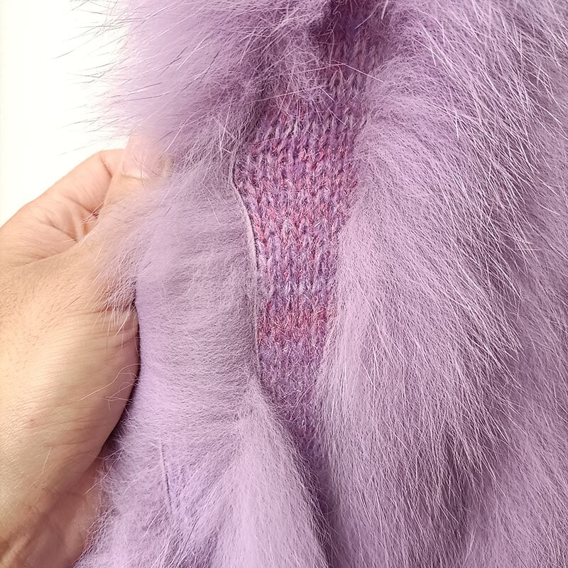 Cárdigan de punto con rayas de piel de zorro Real para mujer, abrigo de manga larga con botones, chaqueta de lujo cálida, moda de otoño, 2023