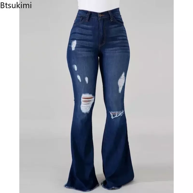 Новинка 2024, повседневные джинсы с высокой талией, джинсы для женщин, модные облегающие эластичные джинсовые брюки, женские уличные повседневные брюки
