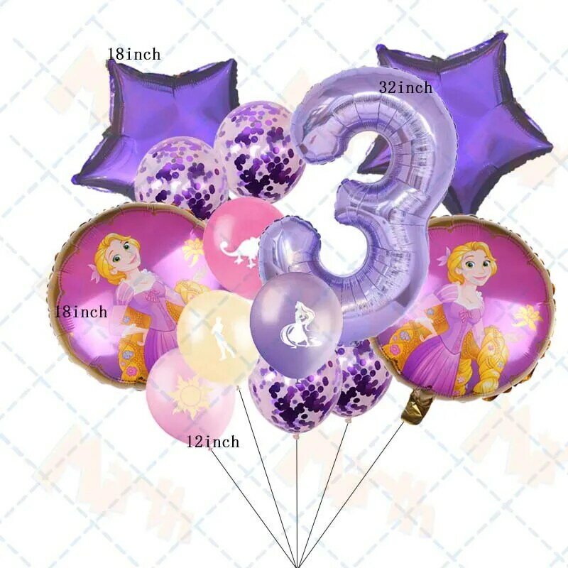 13 sztuk księżniczka roszpunka balonowa dziewczyna materiały urodzinowe prezent Home Decor 32 cal numer Ballon Baby Shower dekoracje ślubne