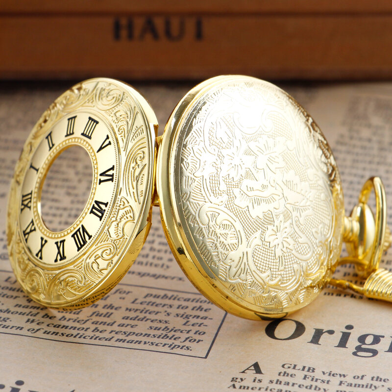 Relógio de bolso de quartzo para homens e mulheres, escala numérica romana, relógios pingente, luxo, ouro, vintage, presente, venda quente