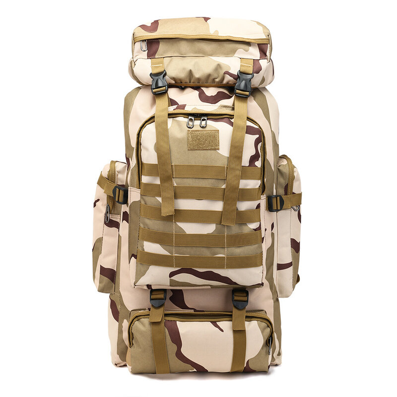 80L Waterproof Molle Camo Tactical Backpack Military Army Hiking Camping Backpack Travel Rucksack Outdoor Sports Climbing Ba