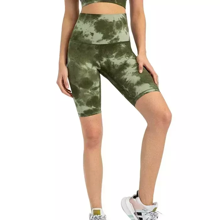 Align celana pendek olahraga kebugaran Gym pinggang tinggi telanjang wanita Activewear 10 "tanpa jahitan depan warna solid celana pendek pengendara sepeda Yoga