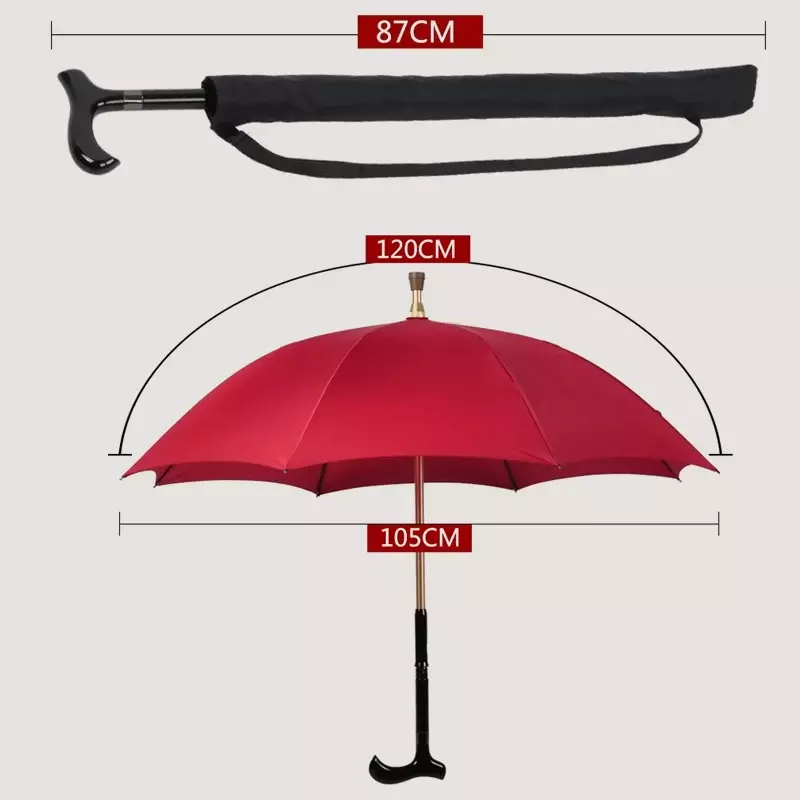 High Quality Detachable Self-defense Climbing Alloy Parasol Fiberglass Anti-skidding Crutch Outdoor Self defense Umbrellas Gear