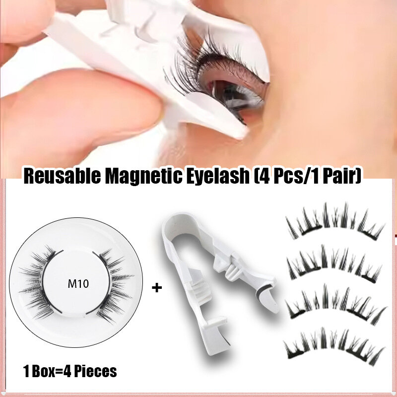 Recourbe-cils magnétiques longs, cils magnétiques 3D, ensemble de faux cils réutilisables, pince à épiler, aspect naturel avec eye-liner