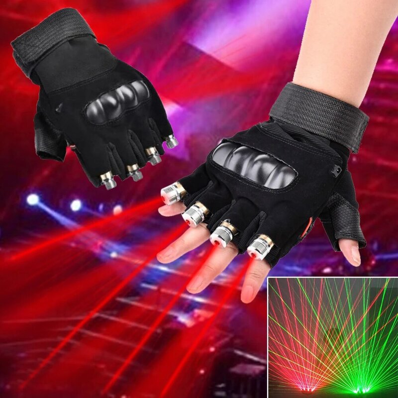 Лазерные перчатки, перезаряжаемая Лазерная лампа, для сцены, для танцев, для диджея, яркие светящиеся перчатки, зеленый, красный лазер