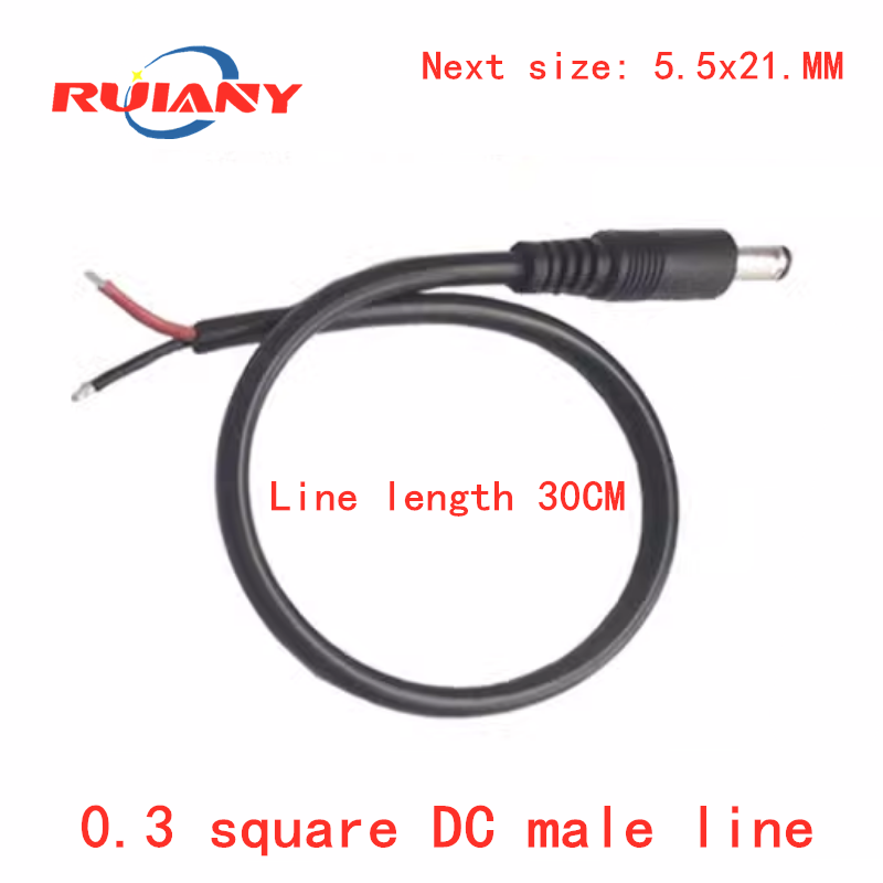 Câble d'alimentation carré en cuivre, 18 AWG, 0.3, mâle, 600 DC, 12V, DC 5.5x2.1mm