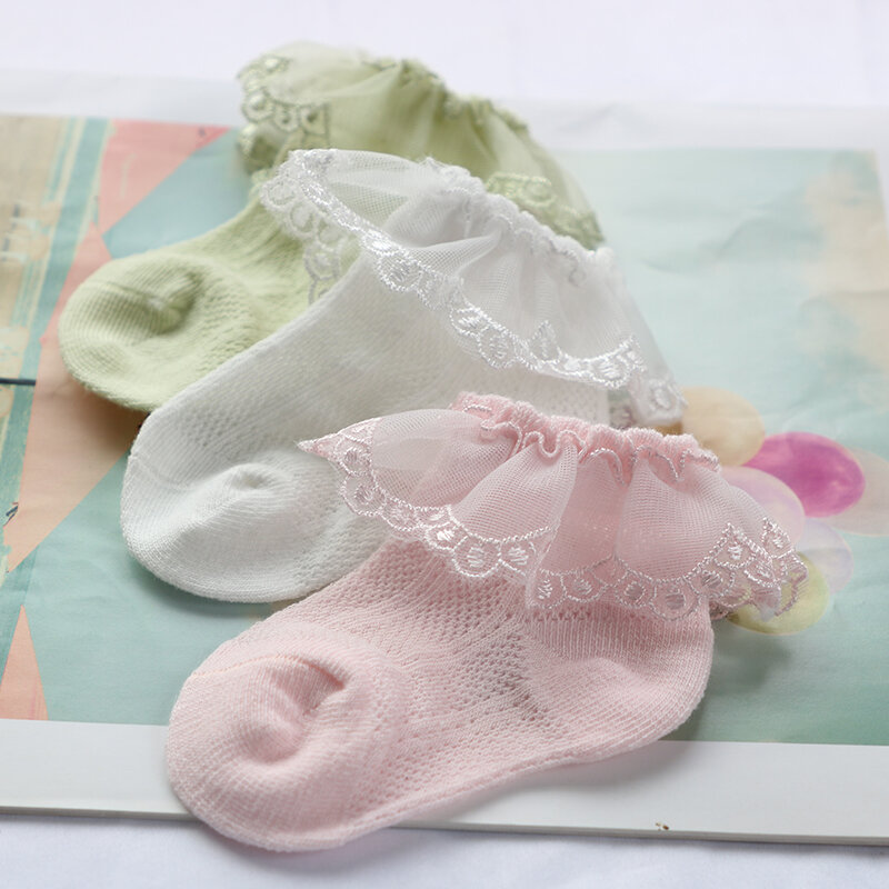 Белые детские носки для девочек летние тонкие сетчатые дышащие красивые носки весна-осень детские танцевальные кружевные милые носки принцессы