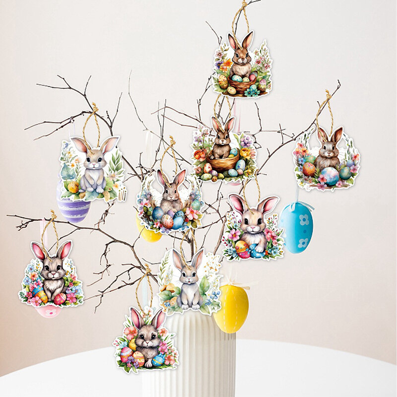 Pendurado Easter Bunny Tree Ornamento, Festa da Páscoa Decorar, Tag
