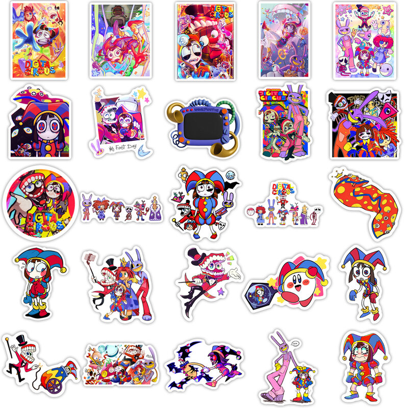 Pegatinas de dibujos animados para niños, paquete de circo Digital increíble, Jax Pomni, álbum de recortes, Graffiti, portátil, monopatín, 10/50 piezas