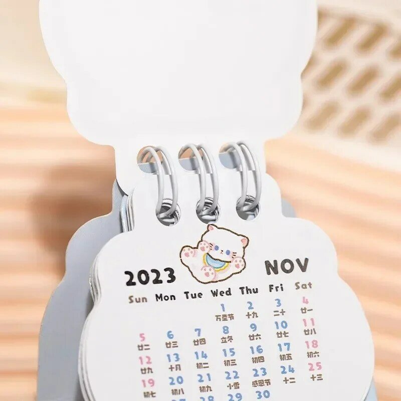 Календарь 2024, милый Настольный календарь с мультяшными кошками, милый ежедневный мини календарь, список дел, управление временем, офисные канцелярские принадлежности