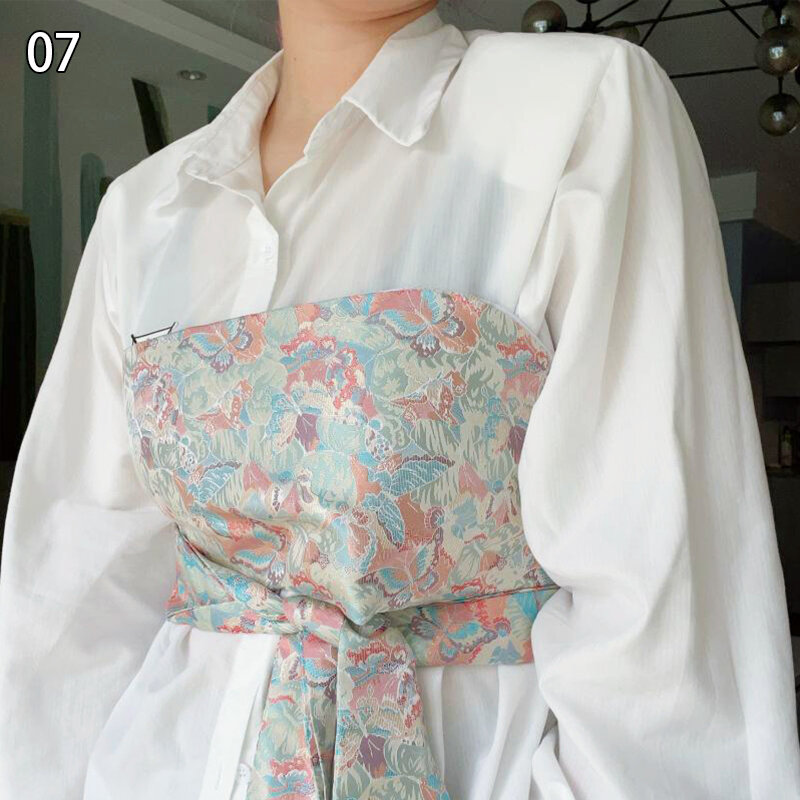 Kimono japonês Haori Yukata Obi Cinto, Literatura Brocado Jacquard Tecido, Cintura Camisa Vestido Decoração, Peito Envolvido Cummerbunds