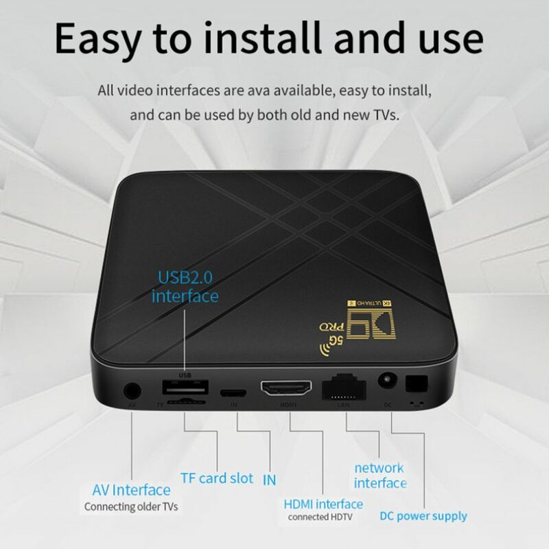 2022 D9 PRO Smart TV Box Android 10.0 Amlogic S905L Quad Core 2.4G/5G Dual WIFI Bluetooth 4K Set Top Box 8GB+128GB IPTV Box