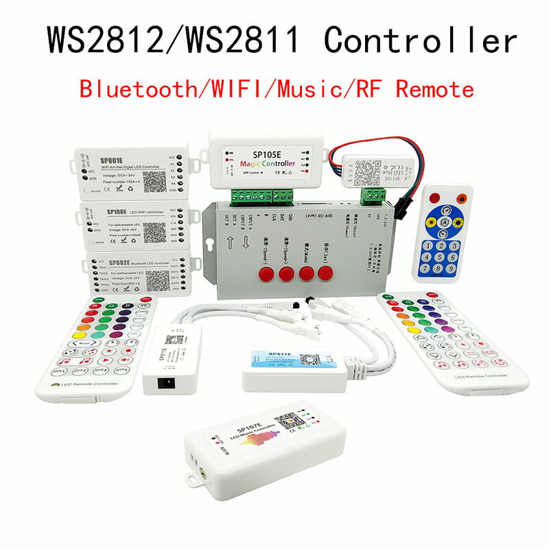Controlador de música WS2811, WS2812, SP611E, SP107E, Bluetooth/WIFI, aplicación de teléfono Pixel para WS2812B, WS2815, SK6812, RGBW, DC5V-24V