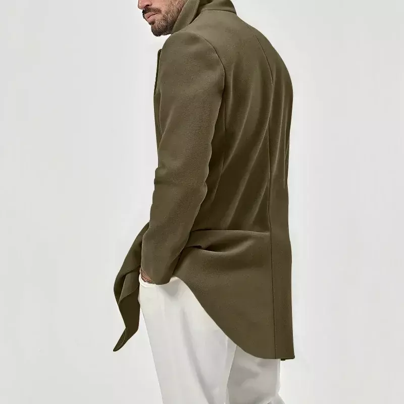 Blusão monocromático masculino, casaco casual britânico grosso, mistura de lã, lapela de negócios, outwear masculino, nova moda, primavera, outono