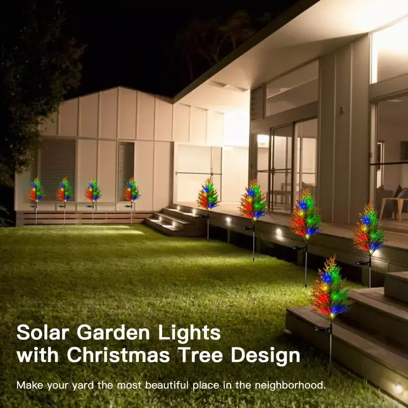 Solar Garten Baum Lichter Außen Boden IP65 Wasserdichte Solar Power Multi-Farbe Flackern Kiefer Lichter für Terrasse Rasen Pathway