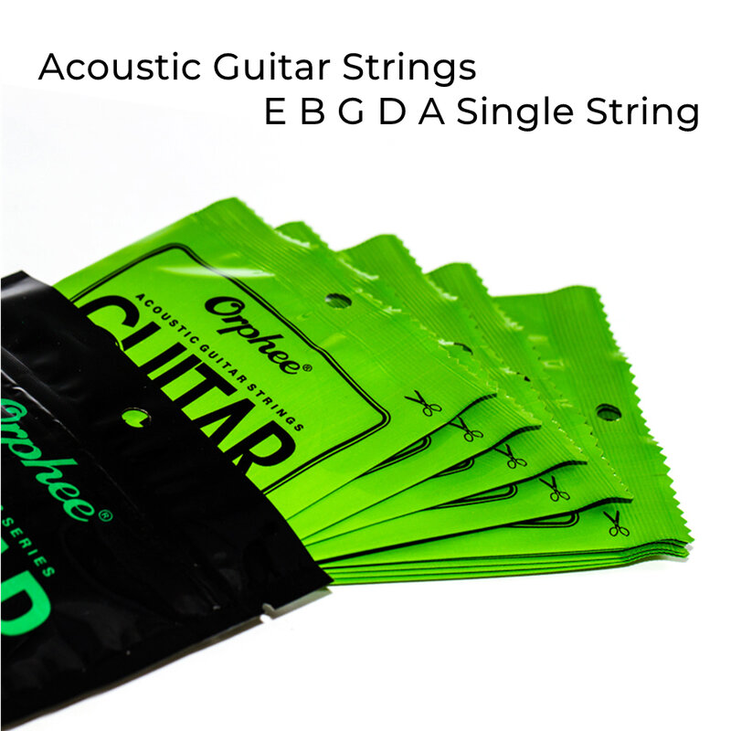 Orphee String Gitar Akustik Single String EBGDA Gauge 010 014 023 030 039 047 TX Series Hijau Fosfor Folk Heksagonal Karbon