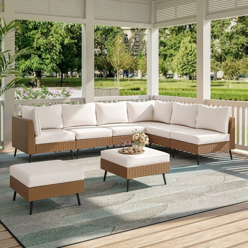 Mobili da giardino per esterni, divano componibile da esterno da 6/8 pezzi set di conversazione per Patio in vimini PE Rattan, mobili da giardino per tutte le stagioni