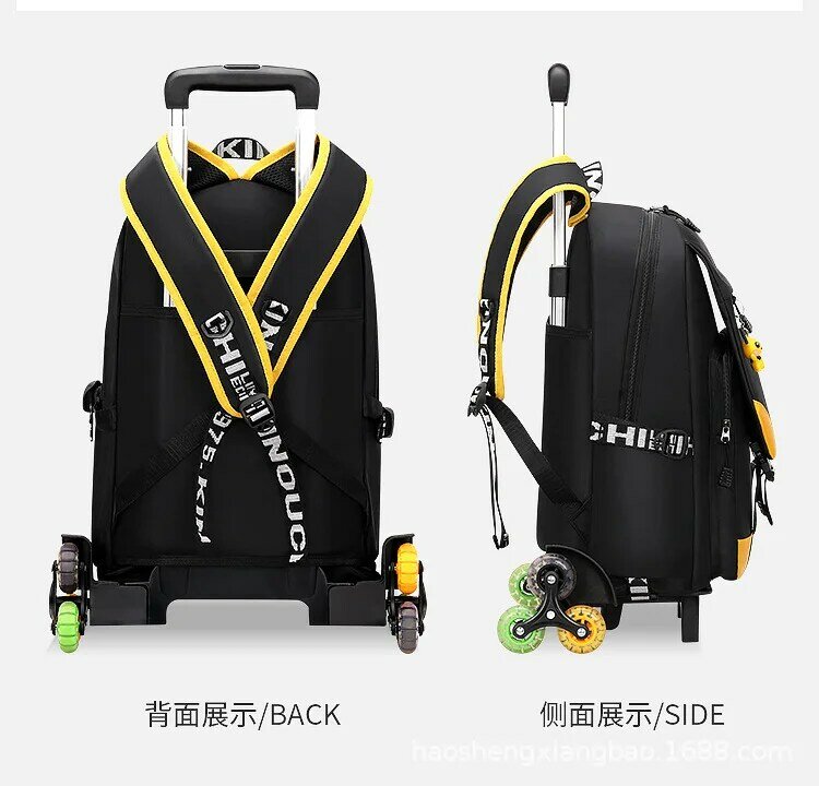 New Pokemon Fashion Pikachu Trolley School Bag Boy Girl Student Cart Climbing Stairs Convenient Luggage Children Travel Bag Gift