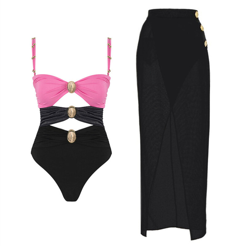 2024 wysokiej jakości jednoczęściowy strój kąpielowy Push Up damski zestaw Bikini wyszczuplający kostium kąpielowy strój kąpielowy plażowy