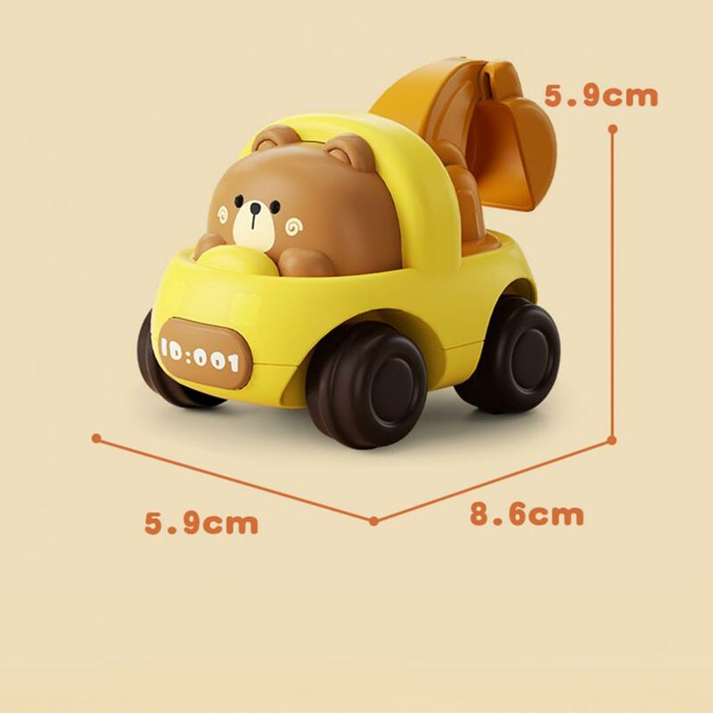 Toddler Car Toy No Battery Required Cartoon Animal Shape Four-wheel Inertia Drive Excavator Car Model Toy