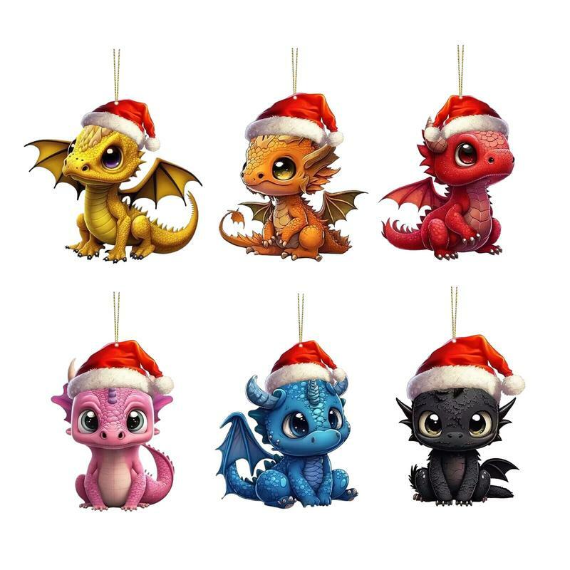 Christmas decoration cute baby dragon Ornament  Holiday 2D Acrylic Animal Decorations Cute Pendant For Car Rearview Ornament