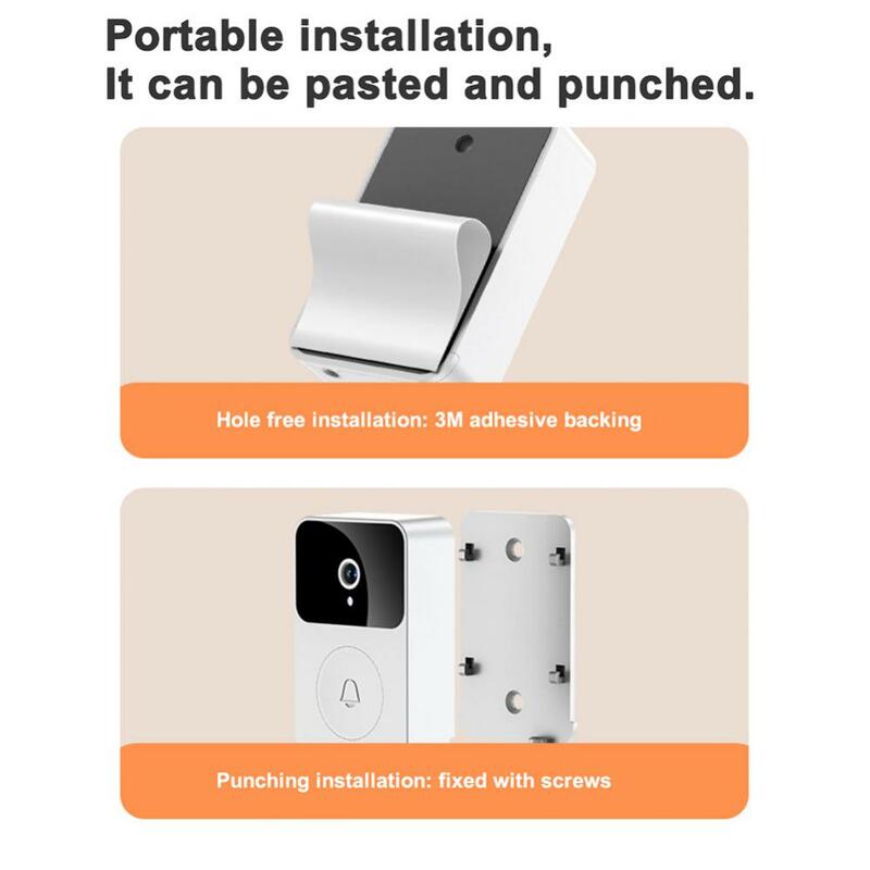 Smart Wireless Remote Video Wifi Rechargeable Security Door Doorbell Two-way Audio Voice Visual Intelligent Doorbell 800mah