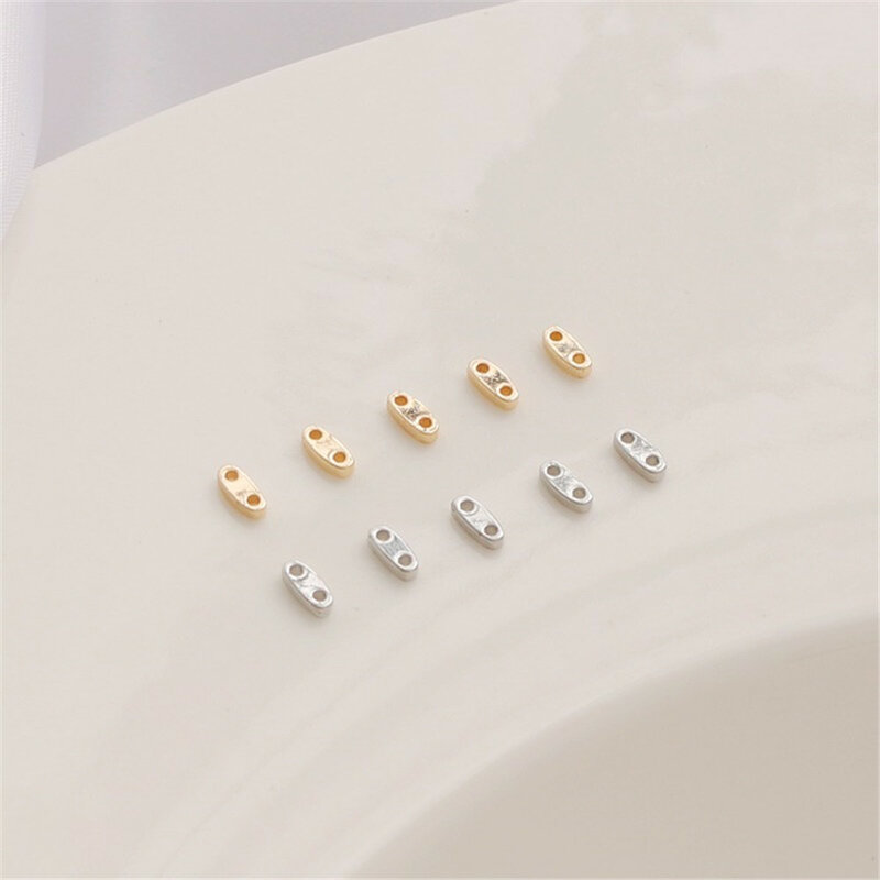 14K Gold-filled Color-fixing White K Double-hole Flat Spacer Beads 2*5mm Spacer bracciale collana accessori fatti a mano fai da te