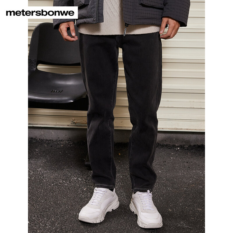 Metersbonwe Warm Denim Pants Men Winter Thickened Jeans Male Mid Rise Comfortable Pants Trousers Brand Bottoms