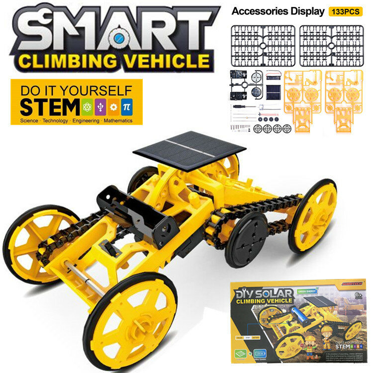 DIY  STEM 4WD Climbing Car Toys Solar Upgraded for Boys Children Outdoor Indoor Toy Kids Gifts Student School Education Tools