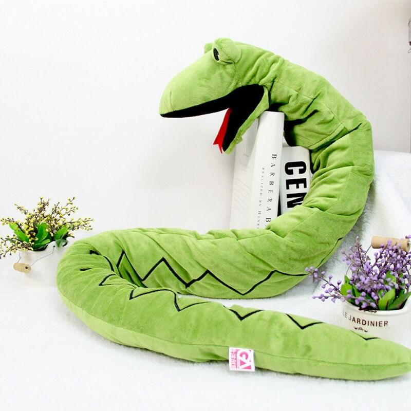 Marioneta de mano de serpiente realista, juguete de felpa de serpiente verde, boca movible, 150cm/59,06 pulgadas