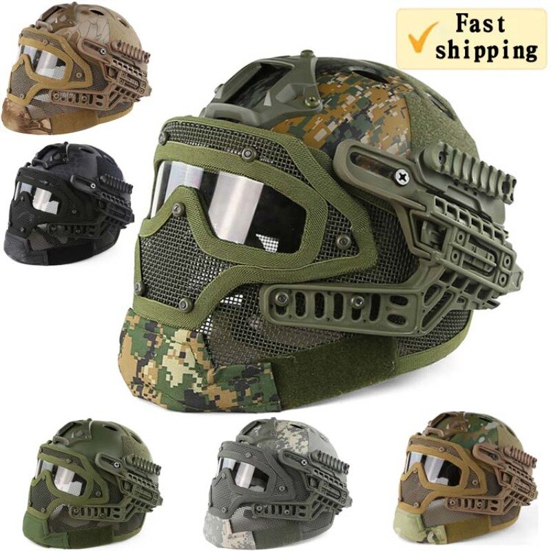 Kask wojskowy CS szybki kask wysokiej jakości ochronny Paintball Wargame armia Airsoft kask taktyczny zintegrowana maska z drutu stalowego