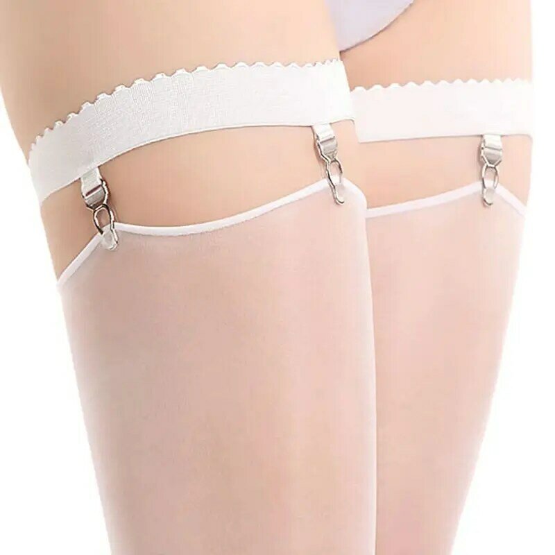 2 sztuk/P damskie seksowne elastyczne antypoślizgowe podwiązki na nogi pierścień zakolanówki pończochy szelki klipsami na