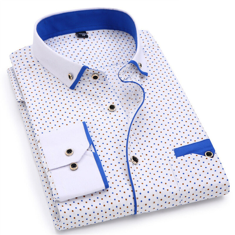 2024 neue bedruckte Männer hemden Langarm Social Business Kleid Hemd lässig Slim Fit Mann Kleidung Button-Down-Büro tragen 5xl