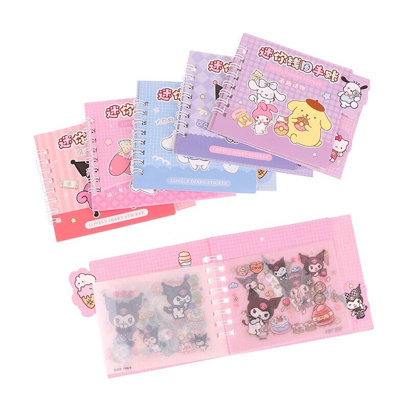 Random Sanrio Sticker Coil Book, Olá Kitty, Kuromi, minha melodia, Conta DIY Mão Scrapbook decorativa, Papelaria, abastecimento escolar, 1pc