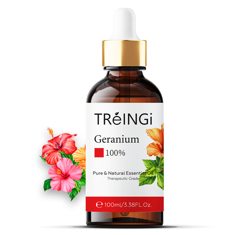 Pure Natural Geranium Essential Oil 100ml Diffuser Aroma Oil Frankincense Lavender Rose Sandalwood Lemon Cinnamon Tea Tree